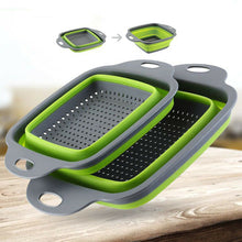 Load image into Gallery viewer, 2pcs/set Foldable Silicone Colander Collapsible Washing Basket Draining Strainer Basket With Handle Kichen AccessoriesTools