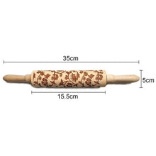 Load image into Gallery viewer, Christmas moose Rolling pin Xmas Wooden Embossing DIY baking tool Creative printing  pastry Cookies Roller Rolling pins