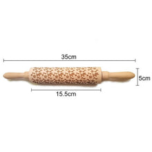 Load image into Gallery viewer, Christmas moose Rolling pin Xmas Wooden Embossing DIY baking tool Creative printing  pastry Cookies Roller Rolling pins
