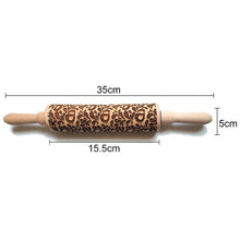 Load image into Gallery viewer, Christmas moose Rolling pin Xmas Wooden Embossing DIY baking tool Creative printing  pastry Cookies Roller Rolling pins