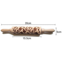 Load image into Gallery viewer, Christmas moose Rolling pin Xmas Wooden Embossing DIY baking tool Creative printing  pastry Cookies Roller Rolling pins
