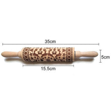 Load image into Gallery viewer, Christmas moose Rolling pin Xmas Wooden Embossing DIY baking tool Creative printing  pastry Cookies Roller Rolling pins