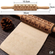 Load image into Gallery viewer, Christmas moose Rolling pin Xmas Wooden Embossing DIY baking tool Creative printing  pastry Cookies Roller Rolling pins