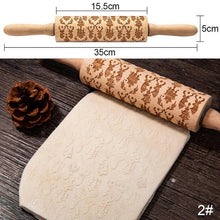 Load image into Gallery viewer, Christmas moose Rolling pin Xmas Wooden Embossing DIY baking tool Creative printing  pastry Cookies Roller Rolling pins