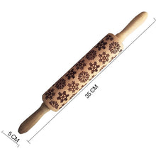 Load image into Gallery viewer, Christmas moose Rolling pin Xmas Wooden Embossing DIY baking tool Creative printing  pastry Cookies Roller Rolling pins