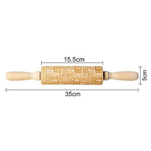 Load image into Gallery viewer, Christmas moose Rolling pin Xmas Wooden Embossing DIY baking tool Creative printing  pastry Cookies Roller Rolling pins