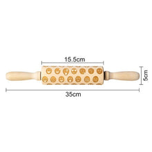 Load image into Gallery viewer, Christmas moose Rolling pin Xmas Wooden Embossing DIY baking tool Creative printing  pastry Cookies Roller Rolling pins