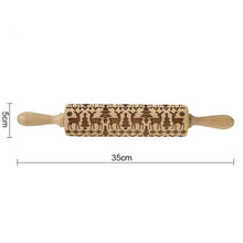 Load image into Gallery viewer, Christmas moose Rolling pin Xmas Wooden Embossing DIY baking tool Creative printing  pastry Cookies Roller Rolling pins