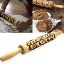 Load image into Gallery viewer, Christmas Rolling Pin Embossing Baking Cookies Fondant Cake Dough Engraved Roller Reindeer Snowflake Kitchen Gadgets
