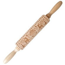 Load image into Gallery viewer, Christmas Rolling Pin Embossing Baking Cookies Fondant Cake Dough Engraved Roller Reindeer Snowflake Kitchen Gadgets