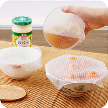 Load image into Gallery viewer, 4pcs Food Fresh Keeping Saran Wrap Kitchen Tools Reusable Silicone Food Wraps Seal Vacuum Cover Stretch Lid Kitchen Accessories