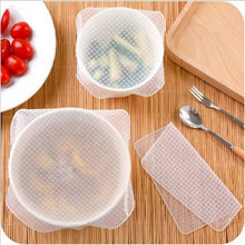 Load image into Gallery viewer, 4pcs Food Fresh Keeping Saran Wrap Kitchen Tools Reusable Silicone Food Wraps Seal Vacuum Cover Stretch Lid Kitchen Accessories