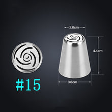 Load image into Gallery viewer, Russian Tulip Icing Piping Tips Nozzles Stainless Steel Flower Cream Pastry Leaf Tips Nozzles Bag Cupcake Cake Decorating Tools